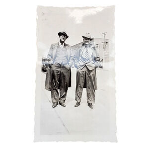 Vtg Handsome Men Posing Together on Sunny Day Vehicle Original Monochrome Photo